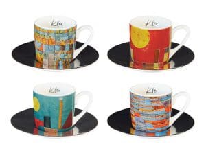 Paul Klee: 4 Espressotassen mit Künstlermotiven im Set, Porzellan