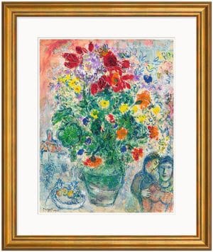 Marc Chagall: Bild “Bouquet de Renoncules” (1968), Version goldfarben gerahmt