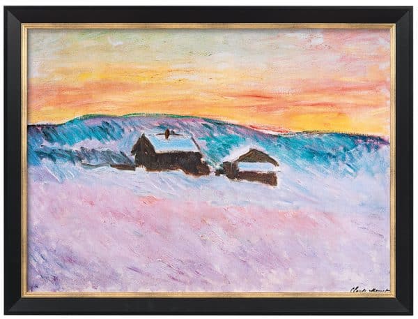 Claude Monet: Bild “Norwegische Landschaft, Blaue Häuser” (1895), Version schwarz-goldfarben gerahmt